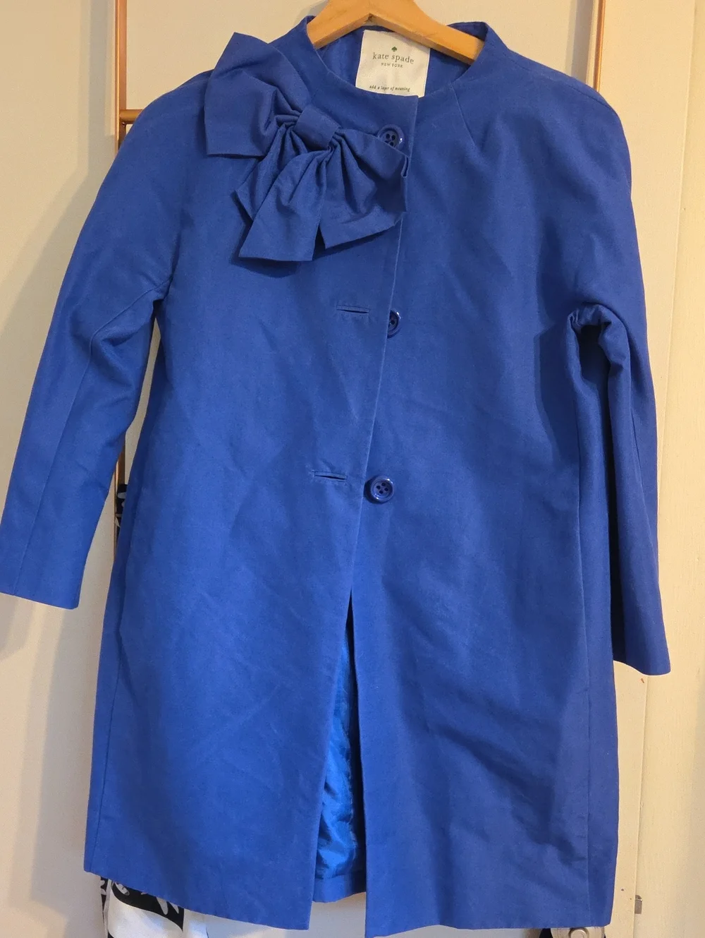 kate spade Vibrant Blue Bow-Accent Trench Coat